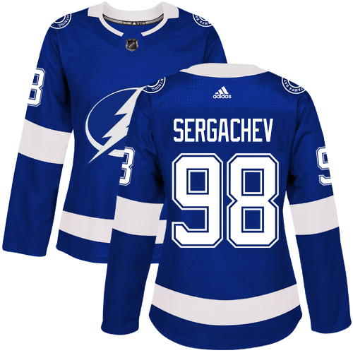 Adidas Tampa Bay Lightning #98 Mikhail Sergachev Blue Home Authentic Women Stitched NHL Jersey